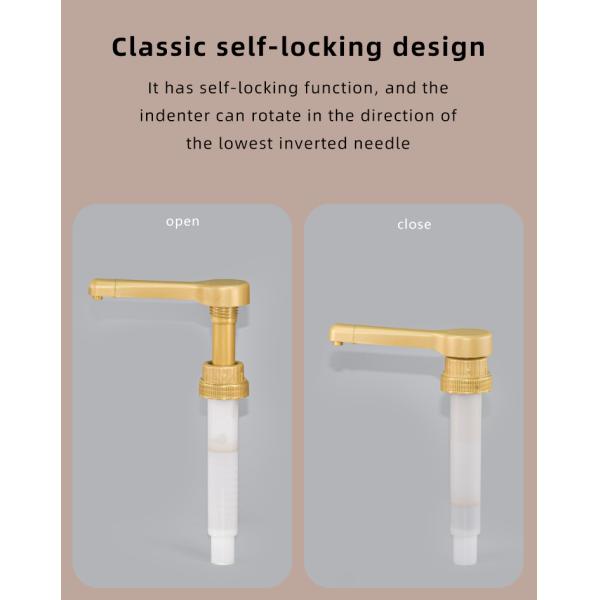 Gold Sauce Dispenser Pump 38-400 15cc and 30cc with Curved straw GOLD SAUCE PUMPS FOR 64 – 90.4 OZ BOTTLES