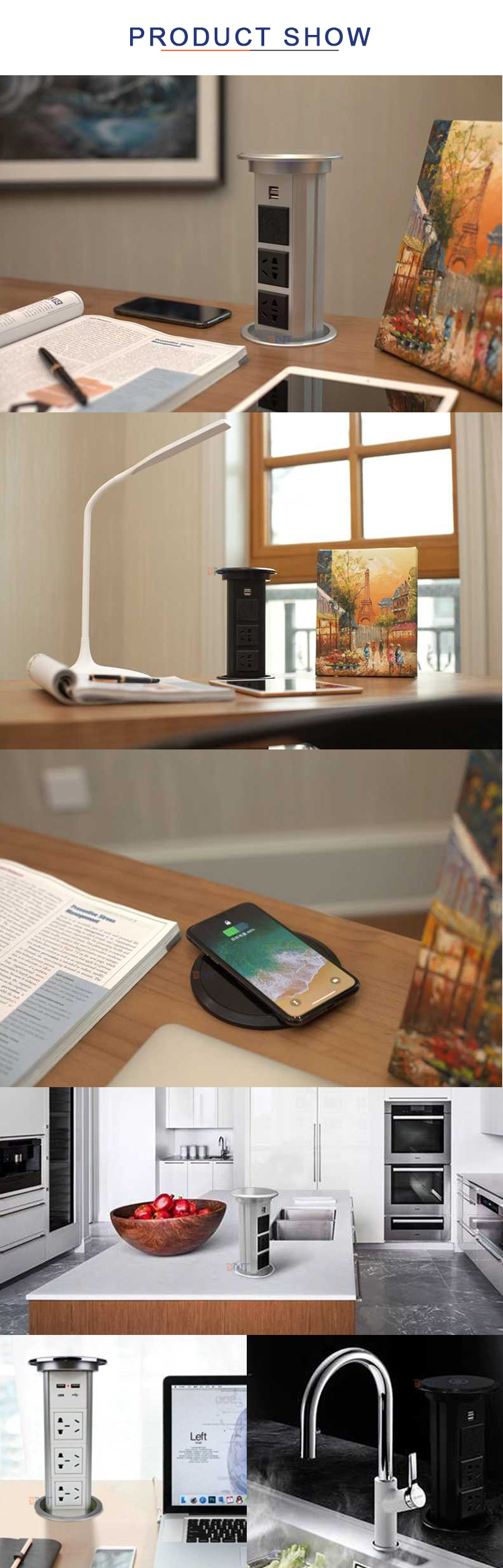 power grommet with 2 us plugs 2 usb charging ports multifunctional desktop power outlet