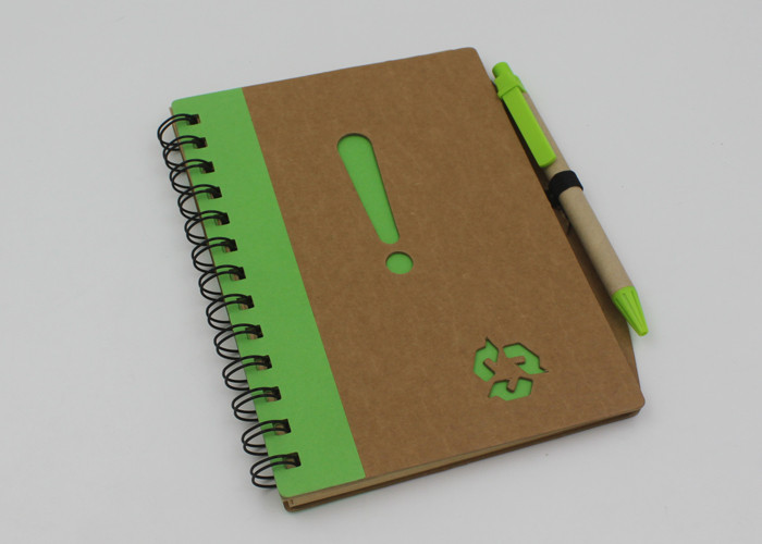 Promotional School Recycled Paper Notebook With Ball Pen 70 Sheets