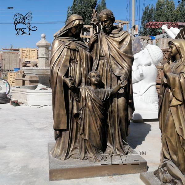 Brass Holy Family Statue Bronze Sculpture Life Size Metal Christian Religious Classical Decoration Church