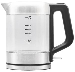 China 360 Degree Rotational Base Clear Glass Electric Kettle 304 Stainless Steel Parts wholesale