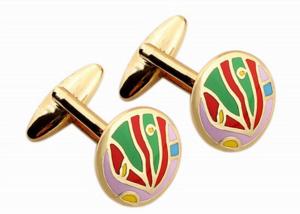 China Gold plated enamel cufflinks geometric metal custom men's shirt cuff links wholesale