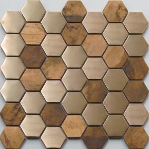 China Metallic Copper Mosaic Tile Backsplash , Hexagon Stainless Steel Subway Tile wholesale