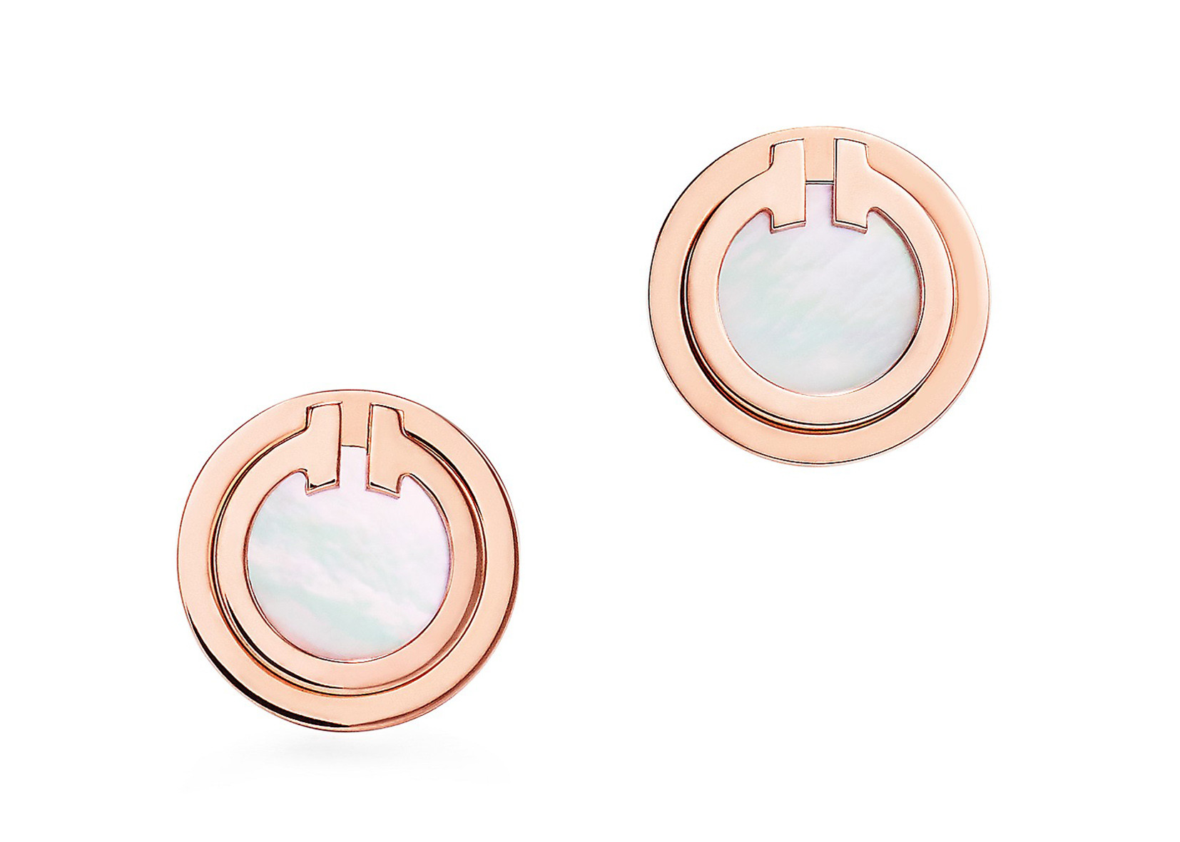 2.37g Rose Gold Mother Of Pearl Earrings , Mother Of Pearl Stud 9.65mm Size