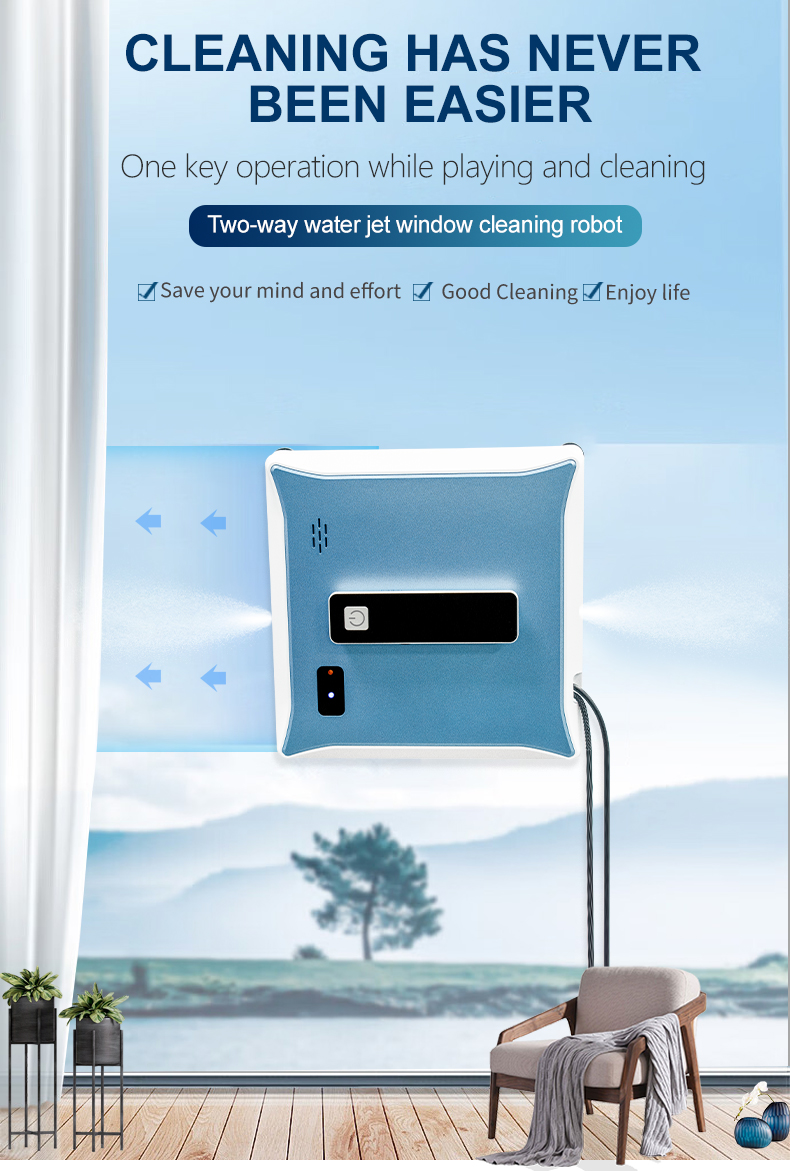Intelligent Robot Window Vacuum Cleaner with 3 mins/m2 Cleaning Speed 216*216*65mm