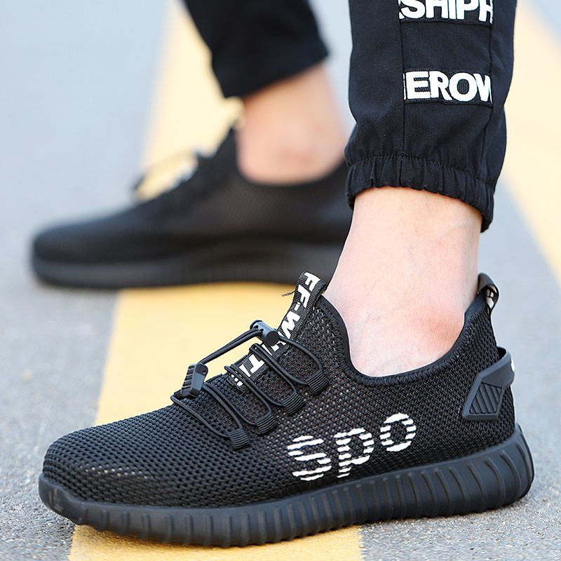 Shengjie Men'S Breathable Flyknit Large Mesh Rubber Sole Fashion Safety Shoes