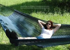 China Backyard Patio Black Hand Woven Mayan Hammock , Non Spreader Bar Woven Rope Hammock For Adults wholesale