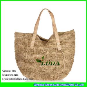 China LUDA beige handbags high quality totes raffia straw beach bags wholesale