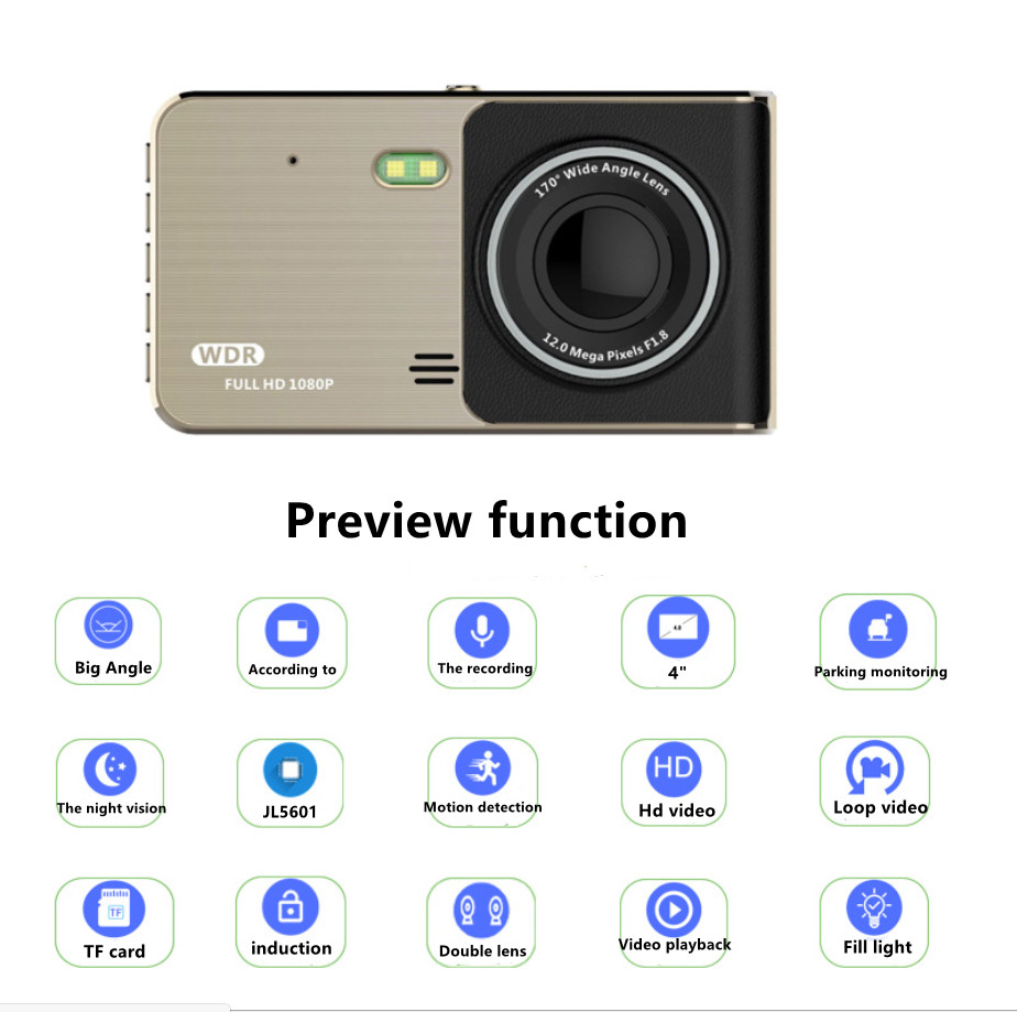ADAS 1080p DVR Dual Lens Blackbox DVR Dash Cam For Car Loop Recording