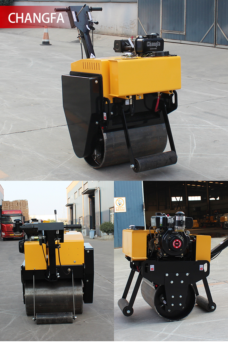 Walk Behind Single Drum Roller HQ-YL600C Vibratory Road Roller 0.3 Ton with 5.5 KW Power