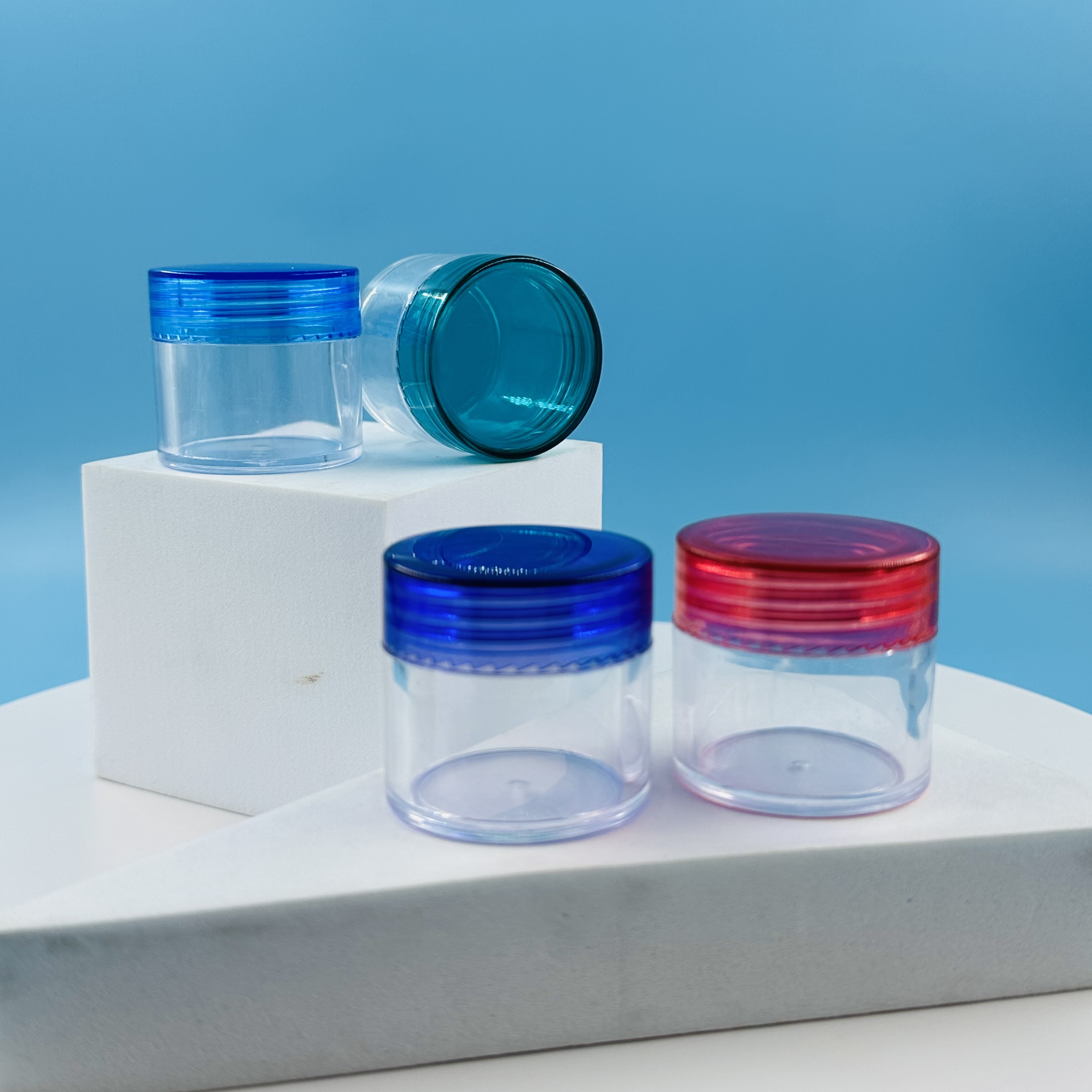 20ml Cosmetic Container Empty Jar PS Clear Plastic Jar with Lid