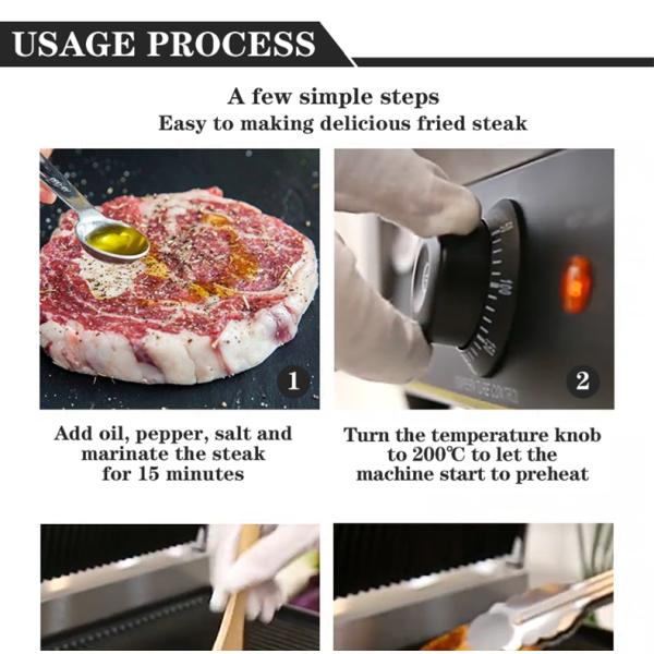 Electric Contact Panini Grill Press Grill with Full Grooves and Anti-Scalding Handles