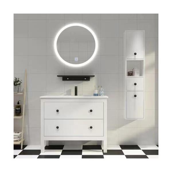 YALIG Customized Counter Wash Basin Wooden White Cabinet Bathroom Vanity