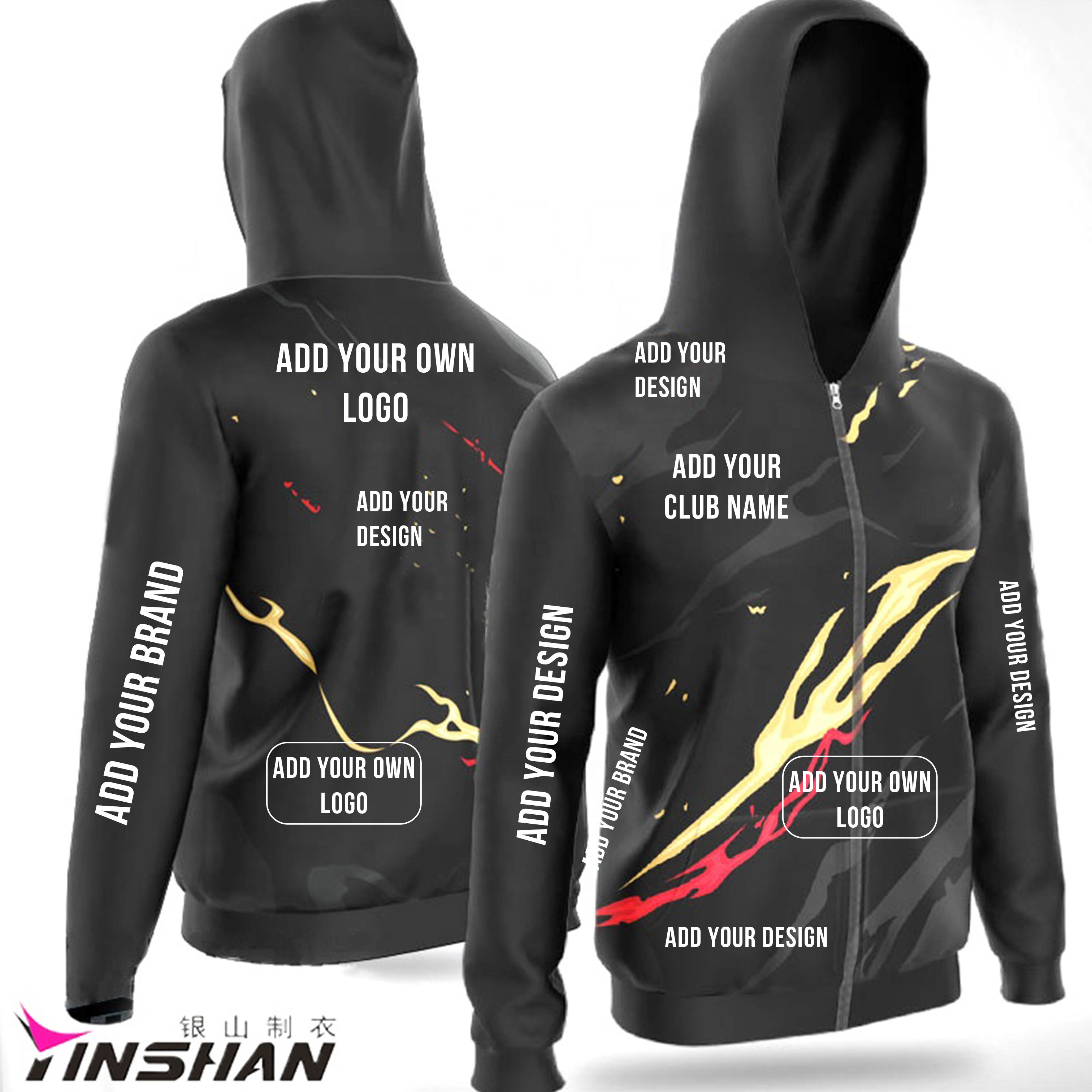 Custom Racing Teamwork Hoodie Windproof Zip Up Pullover with Cotton Polyester Design