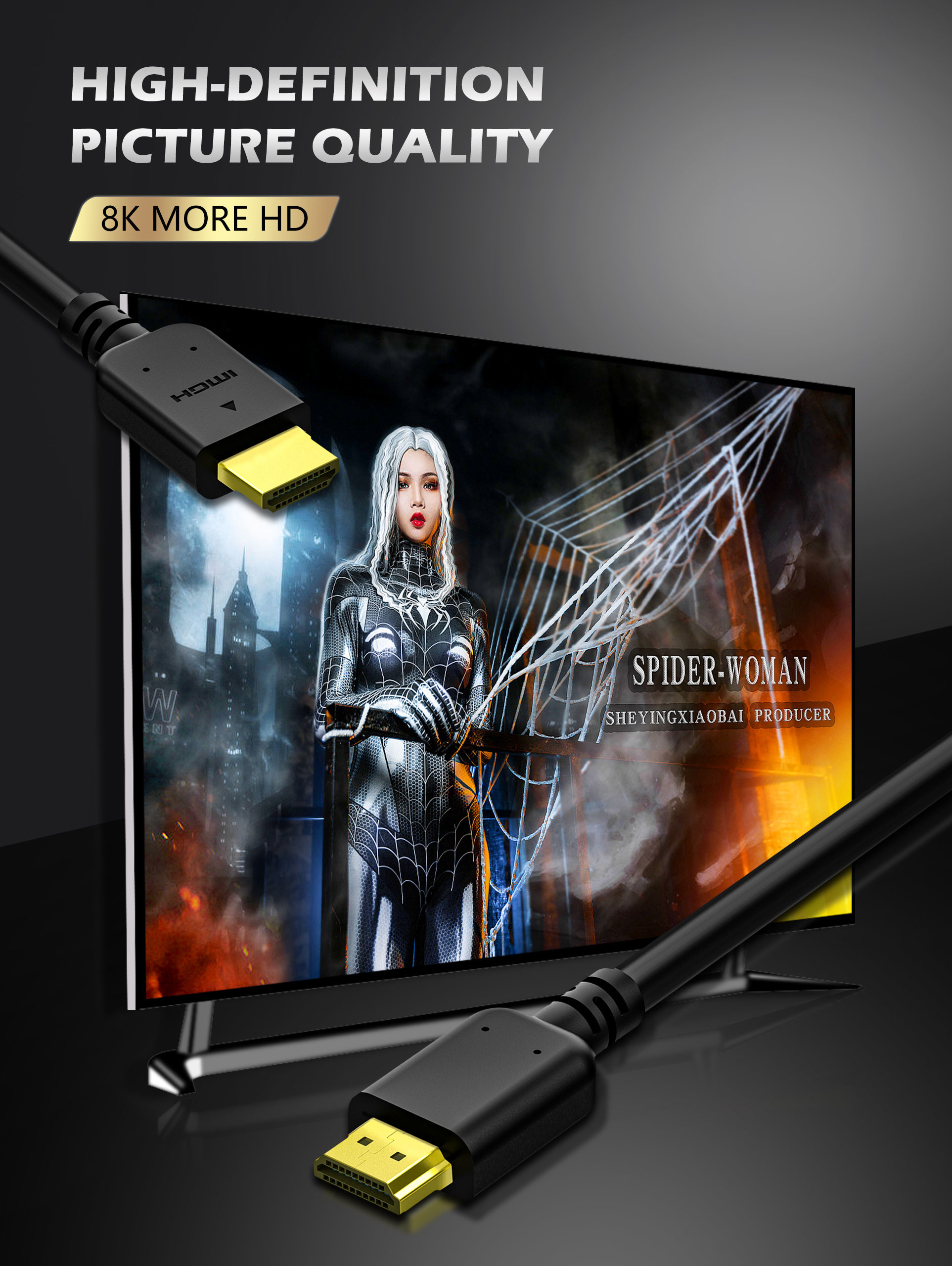 High Speed Certified 48Gbps 8k Optical Hdmi Cable 10 Foot Black Color