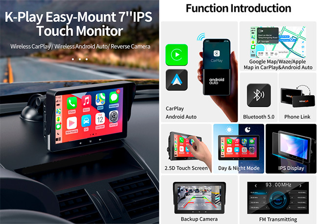 IPS Screen Wireless Apple Carplay 1024x600 High Definition Car Navigation Carplay
