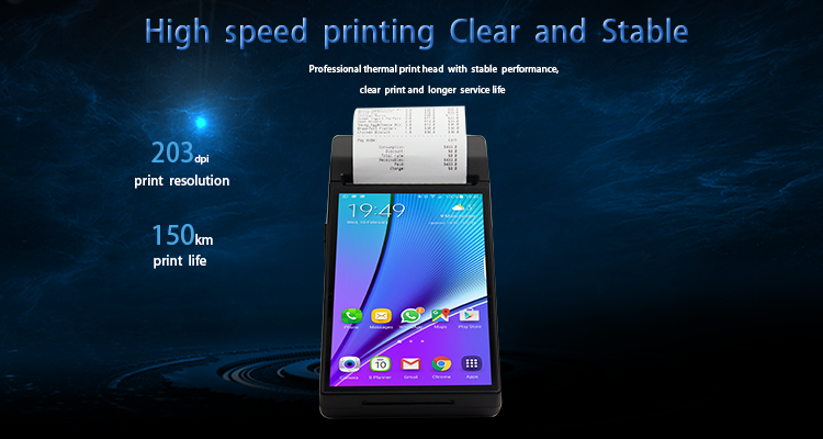 Android 6.0 POS Machine with 7 Inch HD IPS Screen and Built-in Thermal Receipt Printer
