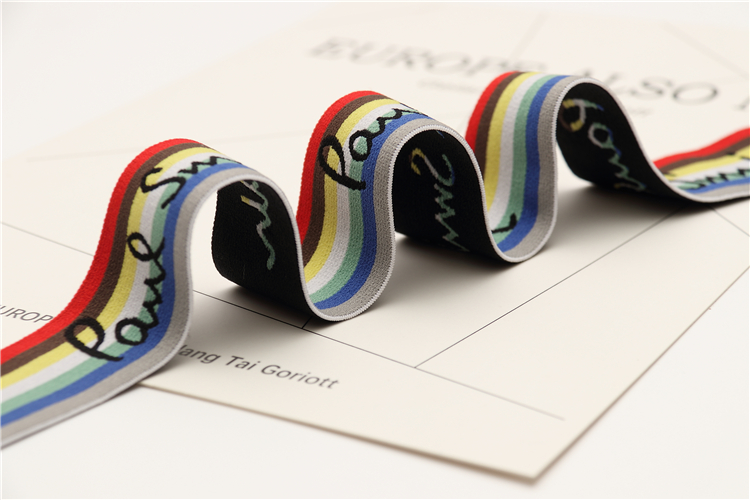 Custom Fashion Label Nylon/Polyester Woven Knitted Jacquard Ribbon Soft Elastic Band For Underwear Boxer Waist band Belt