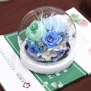 China Real preserved rose flowers gift forever rose in glass ball wholesale price wholesale