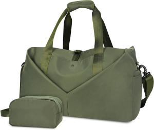 China Green Portable Overnight Weekender Bag Gym Duffel Bag With Wet Pocket Shoes Compartment wholesale