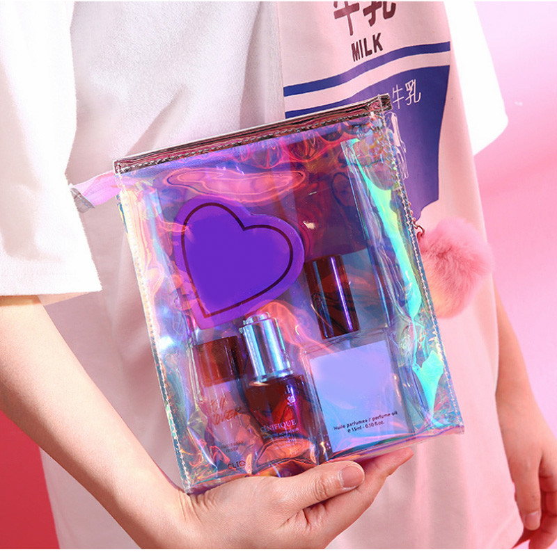 Laser Clear PVC Custom Logo Transparent Toiletry Wash Bag