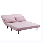 Tri Foldable Upholstered Trundle Daybed 2 Seater Pink Velvet Sofa Bed Chair