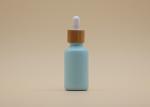 Color Coating Sky Blue 15ml 30ml Essential Oil Bottles With Bamboo Dropper