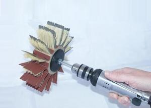 China Fiber Bristle Nylon Roller Brush 160MM OD With 120 Grit Sanding Paper wholesale