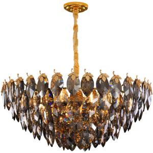 China Crystal E14 Plating Modern Pendant Light Smoky Gray Color wholesale
