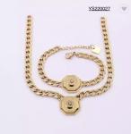 3 Piece Stainless Steel Jewelry Set Hexagon Cornucopia Gold Plated Bracelets