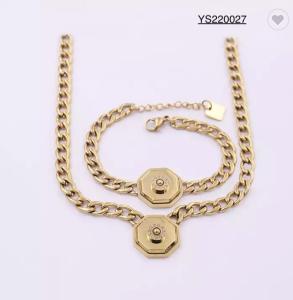 China 3 Piece Stainless Steel Jewelry Set Hexagon Cornucopia Gold Plated Bracelets wholesale