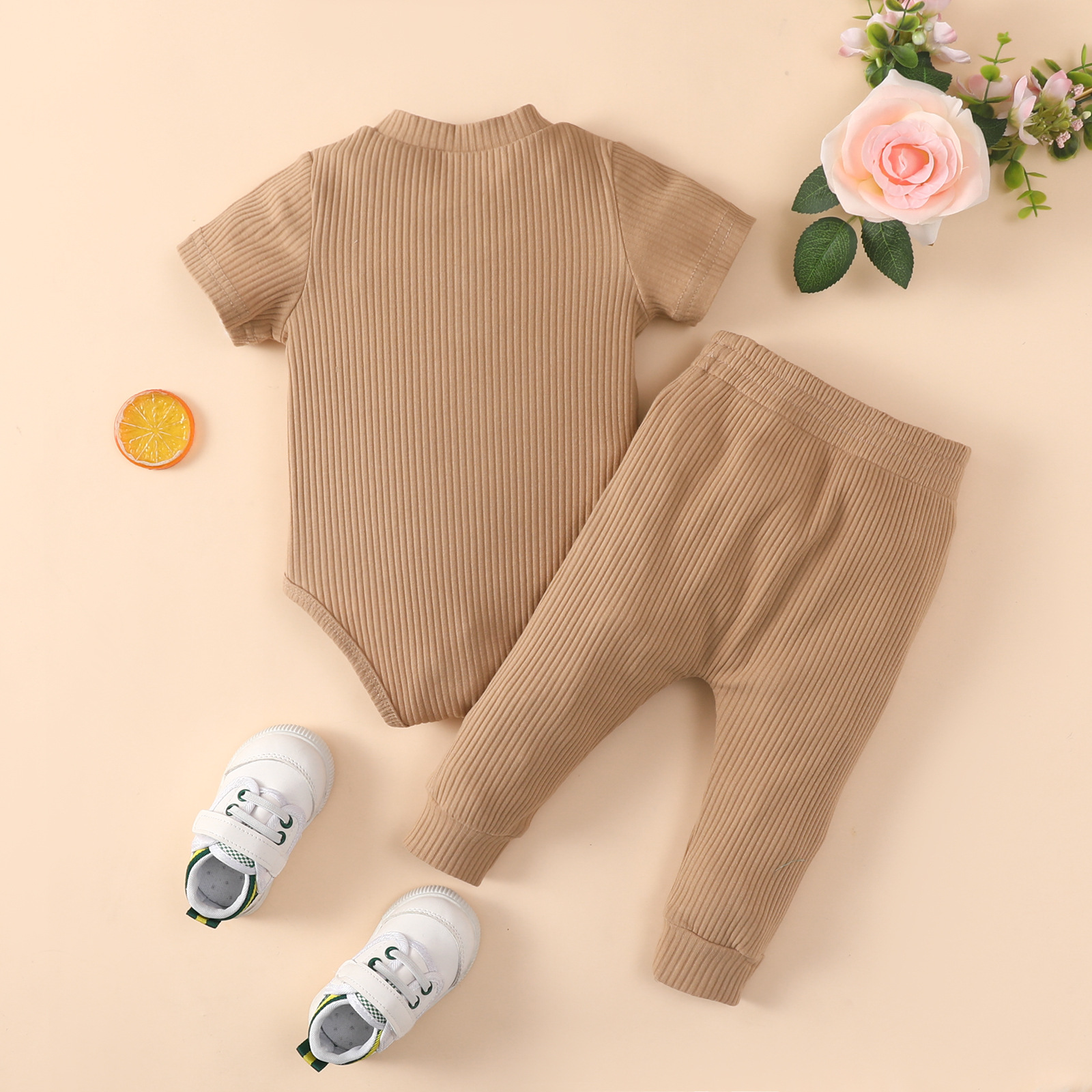 Baby Clothes set organic cotton infant toddler rompers / pants 2pcs baby clothing sets