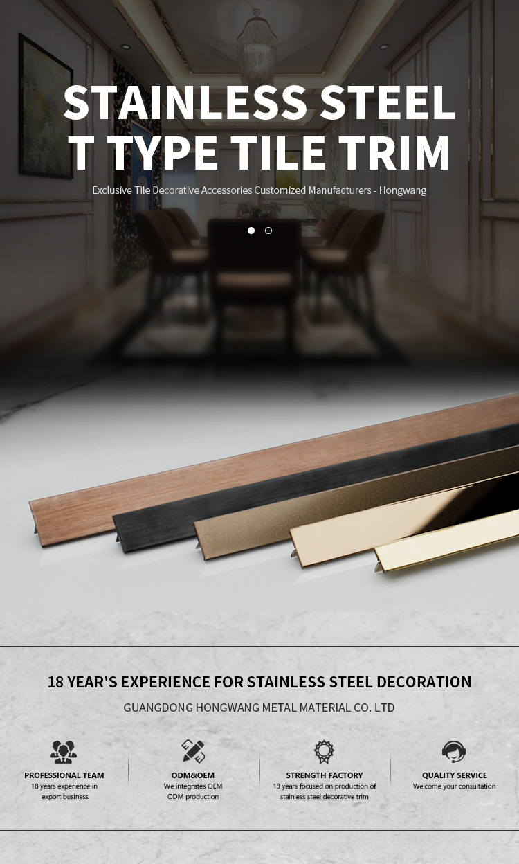 201 304 Free Sample Stainless Steel Edging Floor Trims or Strips for Floor or Wall Decoration