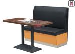 Black Color Commercial Banquette Seating , Wood Restaurant Booth Eco - Leather