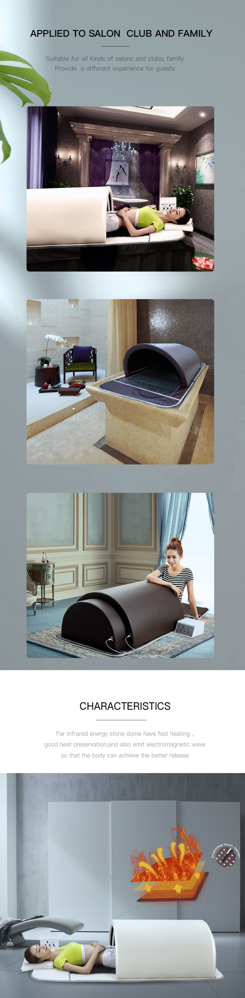 Germanium Jade Stone Portable Infrared Sauna Dome Spa Capsule With 3 Heating Zones