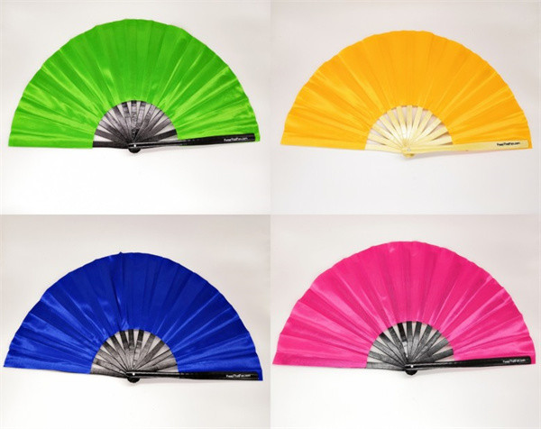 Colorful Foldable Hand Fans 13 inch Bamboo Plain Hand Held Fabric Fan