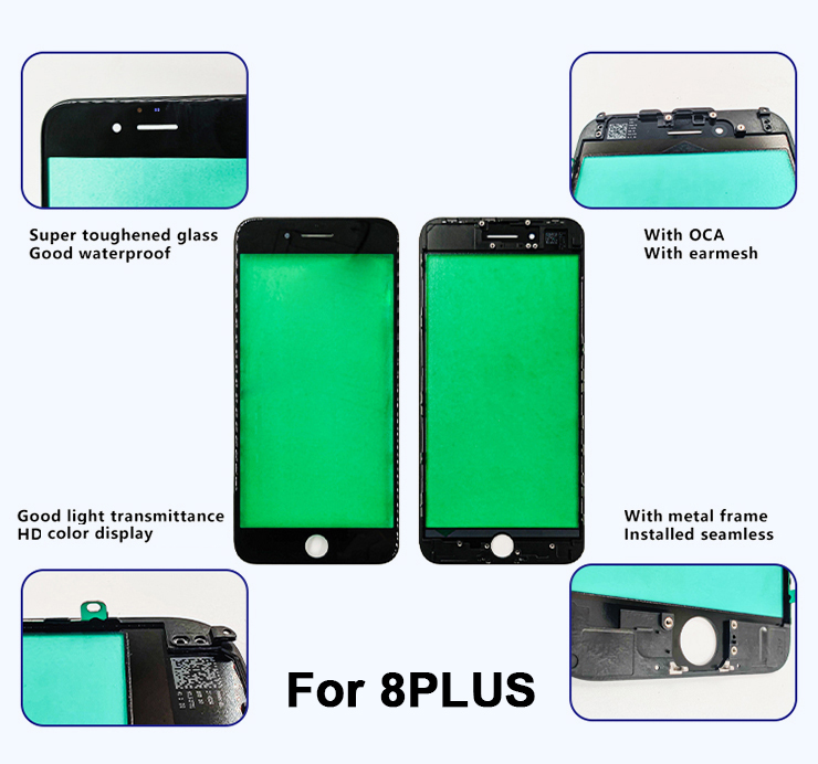 Iphone 8 8plus Glass Plus Oca Frame Lcd Screen Front Outer Cover replacement