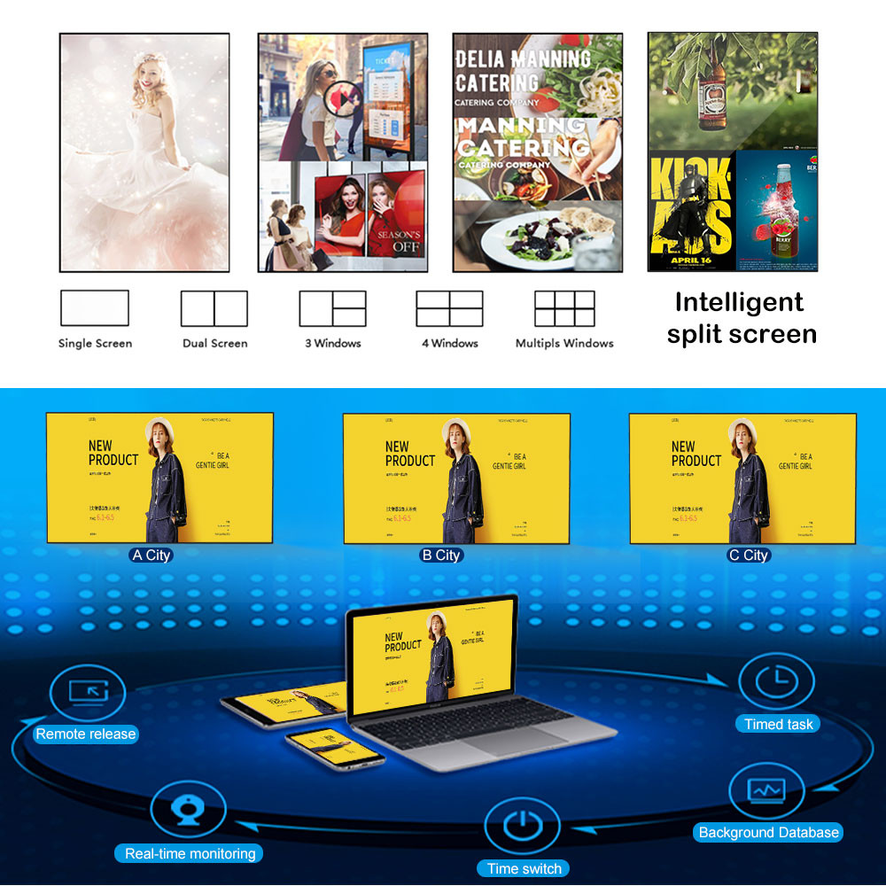 2000 Nits Window Facing Display Floor Stand Display High Brightness Single Screen 43 49 55 65 Inch
