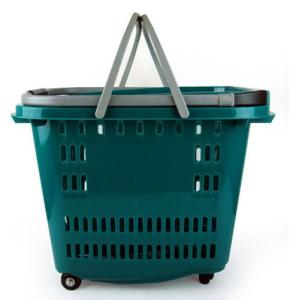 China Retail Supermarket Shopping Basket With Wheels , Collapsible Shopping Basket wholesale