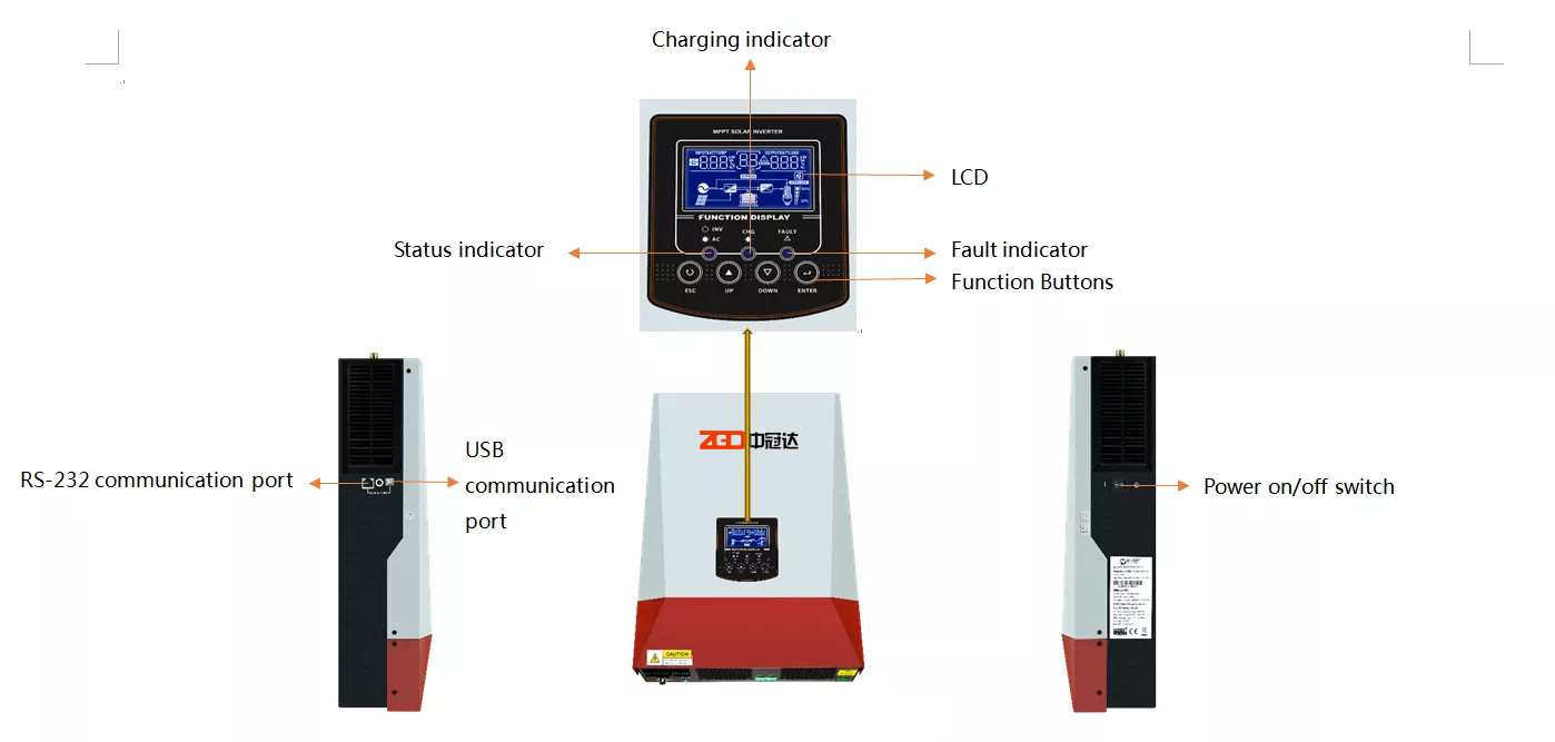 2.5KW Pure Sine Wave Single Phase Solar Inverter MPPT 230V AC DC
