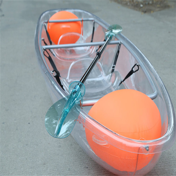 Fishing Clear Plastic Canoe , Lightweight Double Ocean Kayak With 2 Paddles