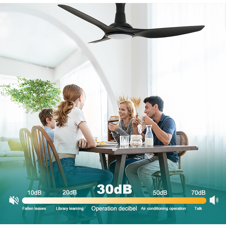 Support Dimmer 52 Inch LED Ceiling Fan with Inverter Motor and 3 Color LED Light