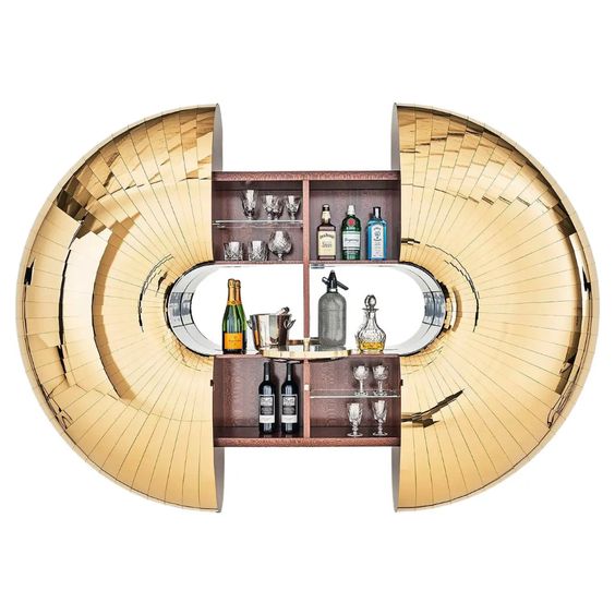 High-Tech Vacuum Electroplated Gold Wall Wine Cabinet Restaurant Villa Accent