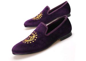 China Handmade Purple Velvet Loafers Mens Stylish Summer Casual Shoes wholesale