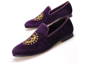 China Handmade Purple Velvet Loafers Mens Stylish Summer Casual Shoes on sale