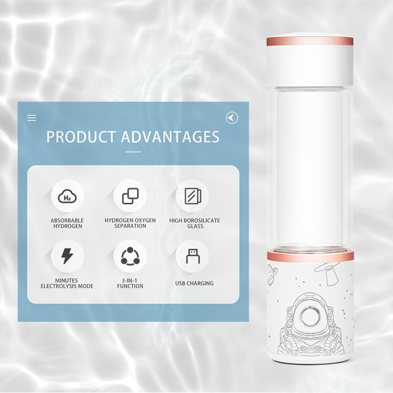 Reduce Fatigue 310ml Portable Hydrogen Water Generator Bottle Battery Powered