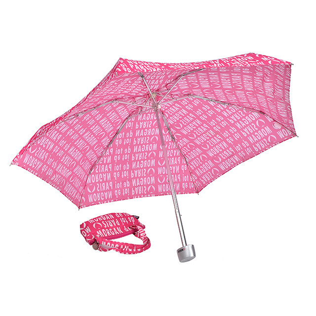 Pink Letters Pattern Triple Folding Aluminium Umbrella