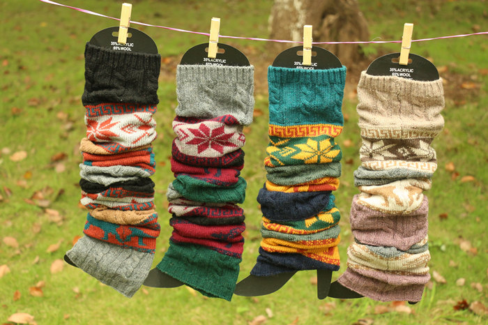 women deer snowflake jacquard knit boot socks wood feel casual wool acrylic, socks, warmer