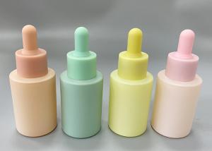 China Matte Pink Frosted 30ml Glass Dropper Bottles For Cosmetic Serum wholesale