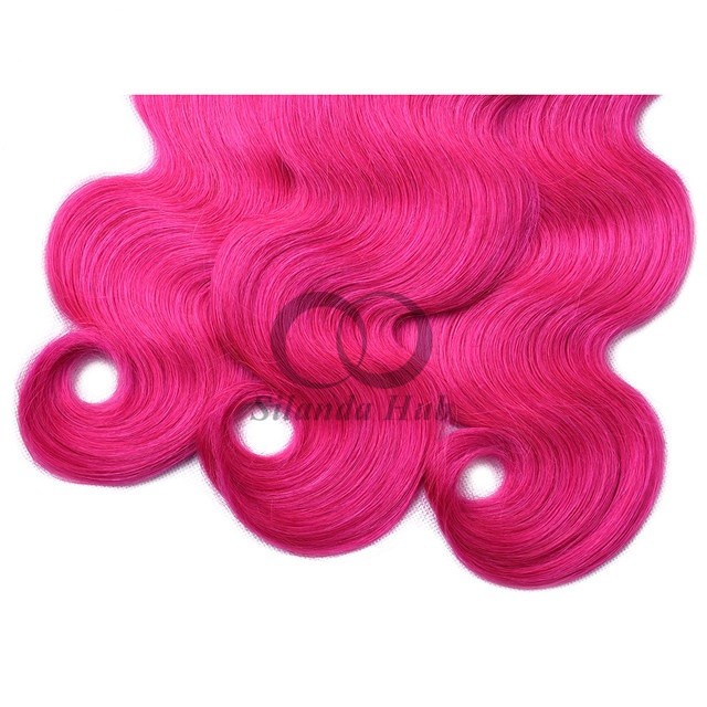 Pink Body Wave Remy Human Hair Bundles Sew In Weave Bundles Brazilian Bundle Deals